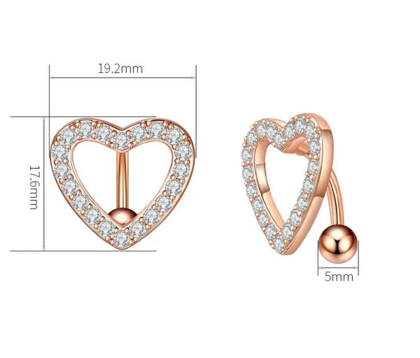 Piercing ombelico crystal cuore piatto