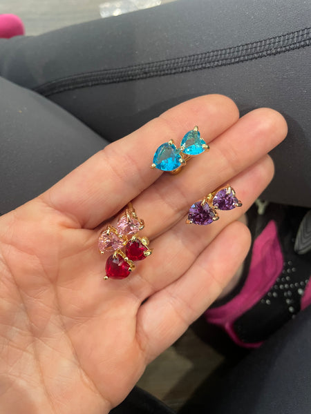 Piercing ombelico Double cuore crystal piatto