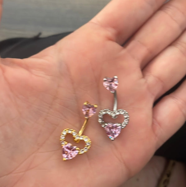 Piercing ombelico tre cuori crystal