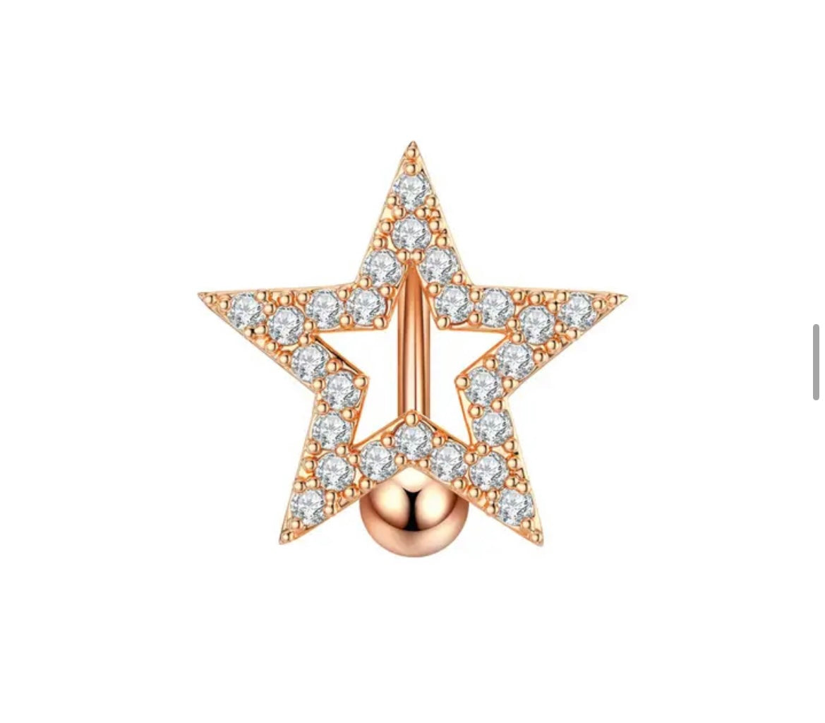 Piercing ombelico stella crystal piatta
