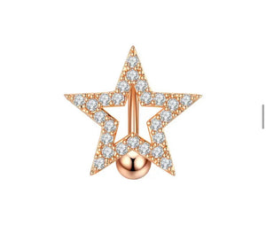 Piercing ombelico stella crystal piatta