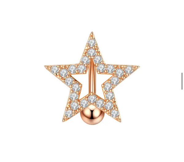Piercing ombelico stella crystal piatta