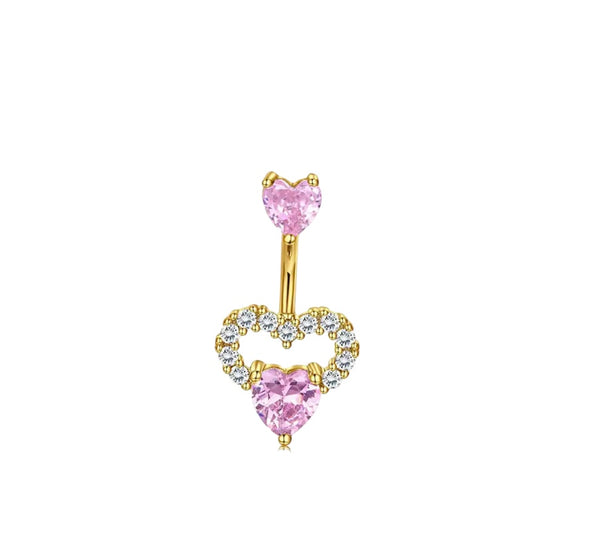 Piercing ombelico tre cuori crystal