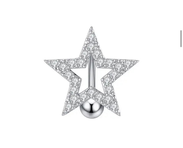 Piercing ombelico stella crystal piatta