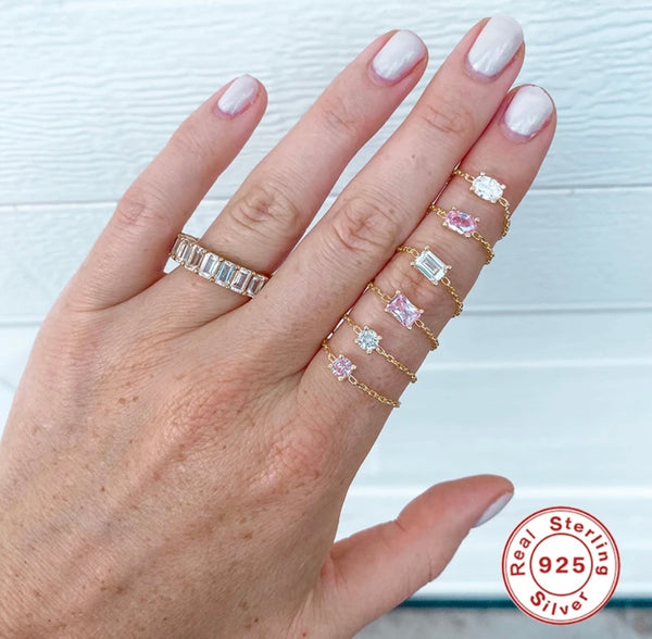 Anello soft catenella regolabile argento 925 bianco