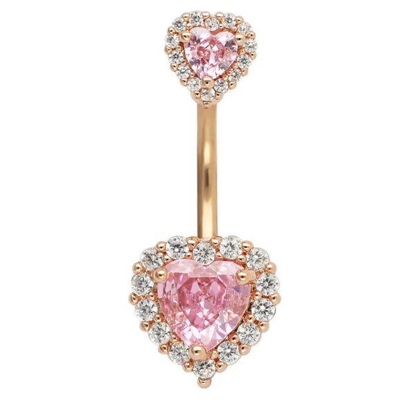 Piercing ombelico Double cuore crystal