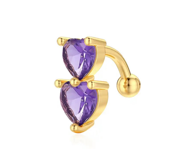 Piercing ombelico Double cuore crystal piatto