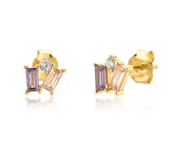 Mono orecchino lobo argento 925 tris baquette