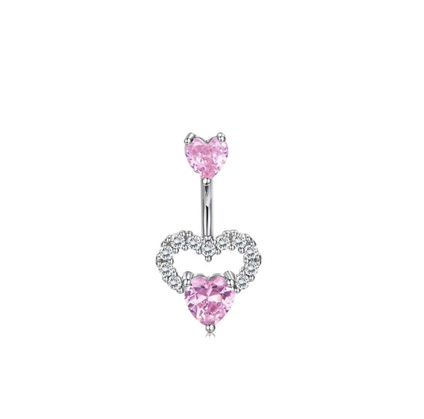 Piercing ombelico tre cuori crystal