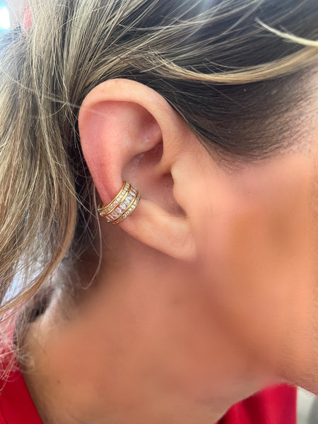 Mono earcuff con crystal per orecchie non forate