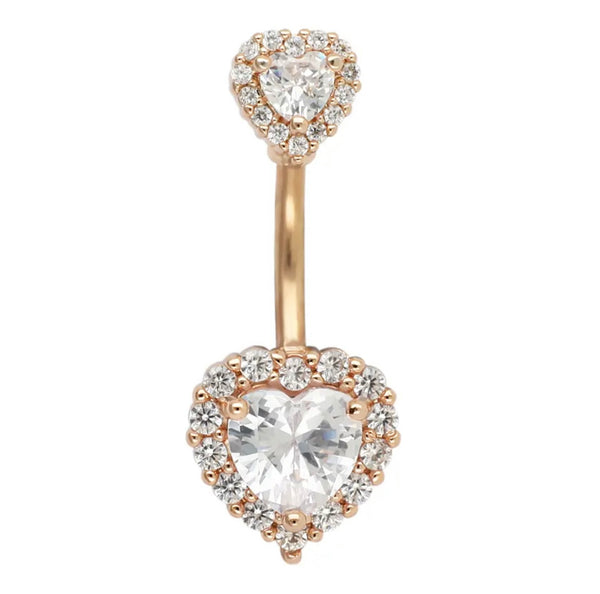 Piercing ombelico Double cuore crystal