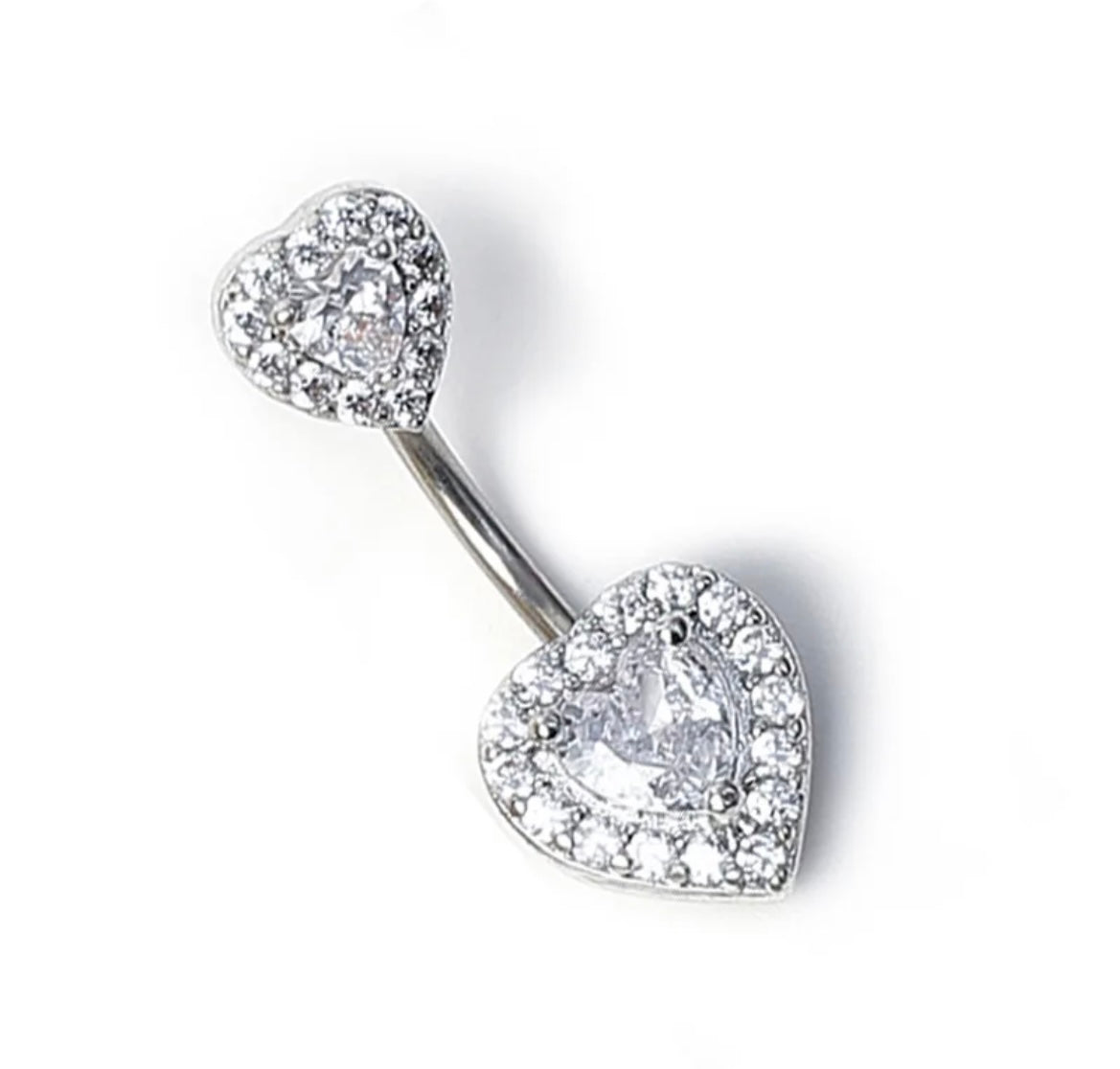 Piercing ombelico Double cuore crystal