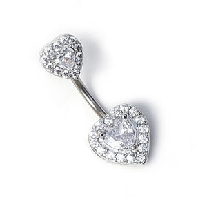 Piercing ombelico Double cuore crystal