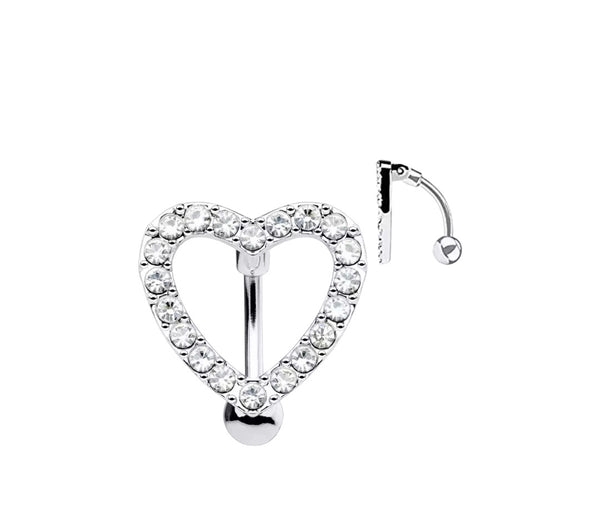 Piercing ombelico crystal cuore piatto