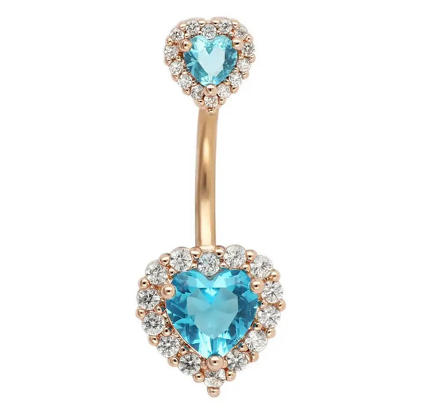 Piercing ombelico Double cuore crystal