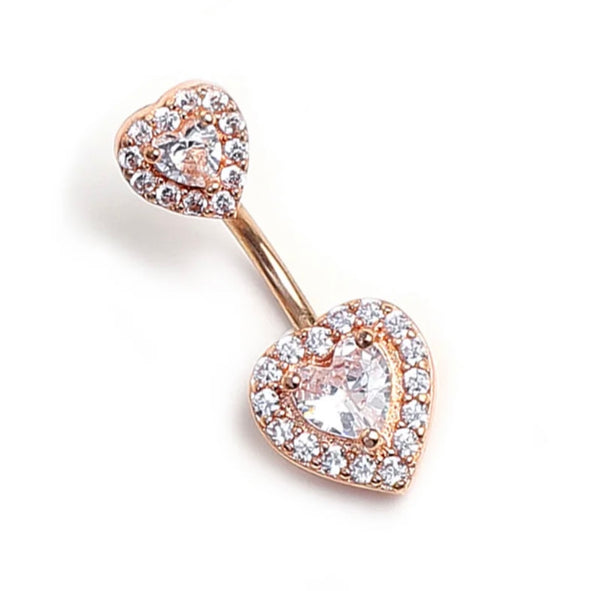 Piercing ombelico Double cuore crystal