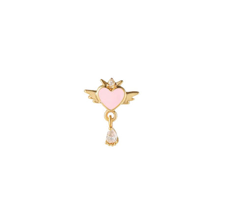 Mono orecchino piercing bacchetta magica sailor cuore alato