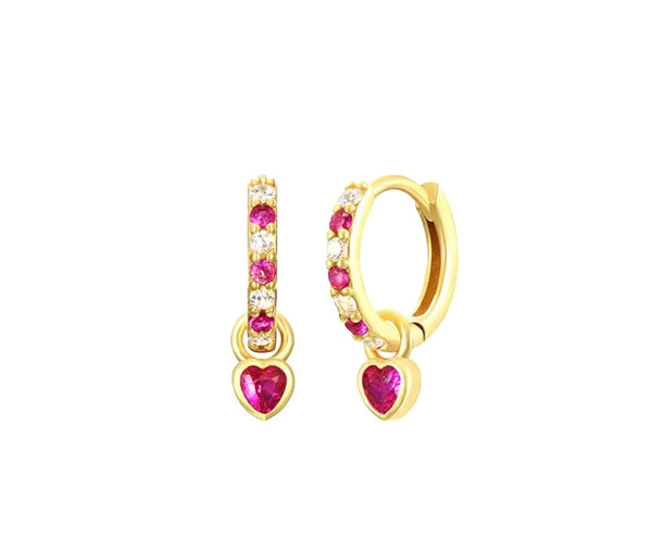 Mono orecchino argento 925 cuore charms estraibile