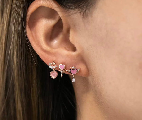 Mono orecchino piercing bacchetta magica sailor cuore alato