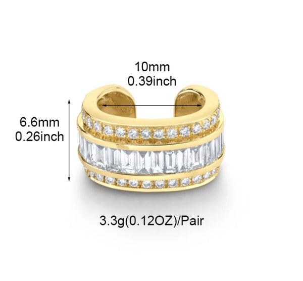 Mono earcuff con crystal per orecchie non forate