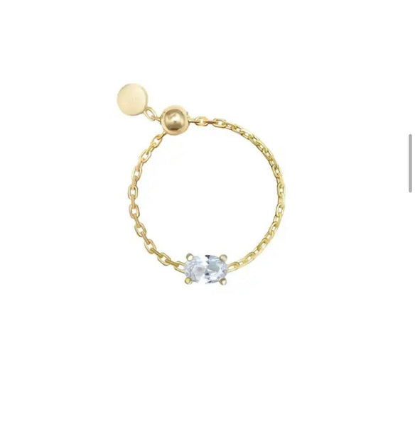 Anello soft catenella regolabile argento 925 bianco