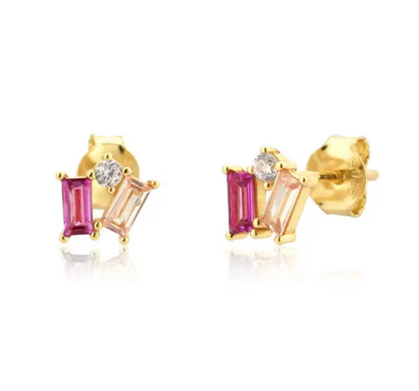 Mono orecchino lobo argento 925 tris baquette