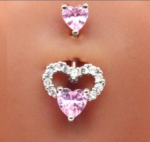 Piercing ombelico tre cuori crystal
