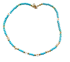 Collana vari colori pietrine colorate e margherite