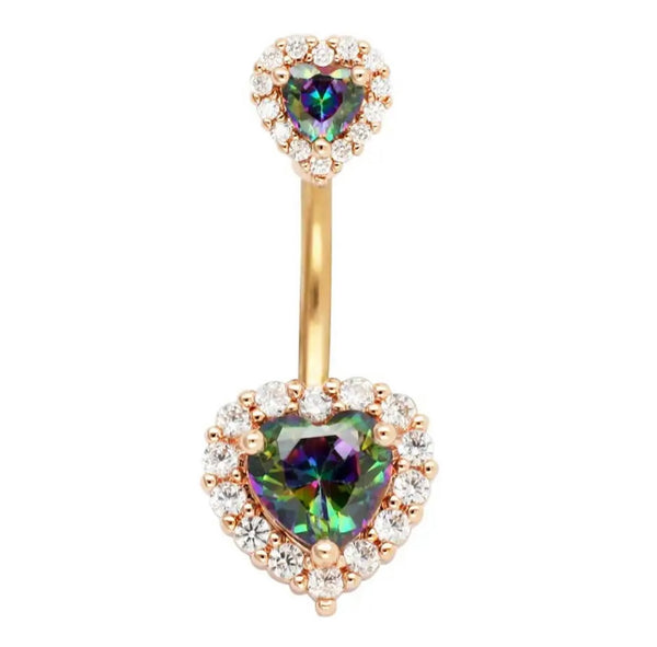 Piercing ombelico Double cuore crystal