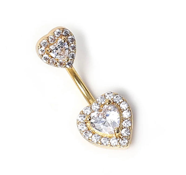 Piercing ombelico Double cuore crystal