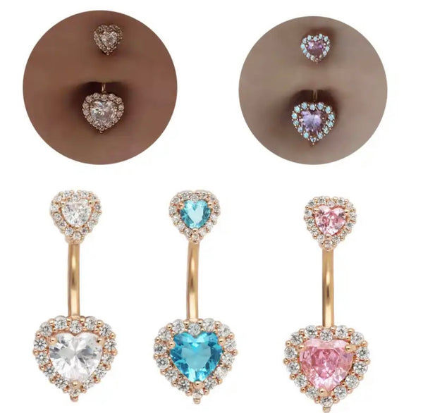 Piercing ombelico Double cuore crystal
