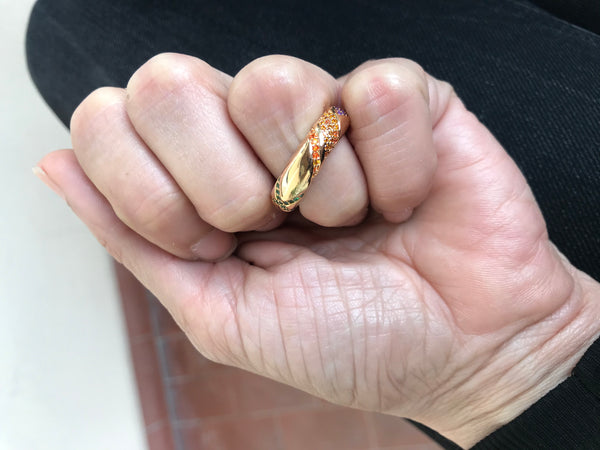 Anello fascia bombata zirconi Rainbow