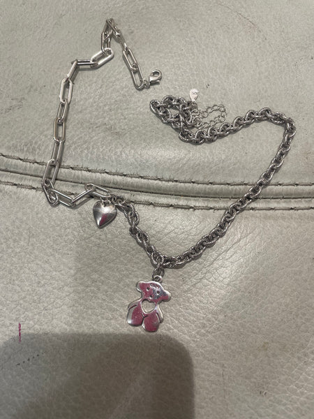 Collana orsacchiotto e cuore argento 925
