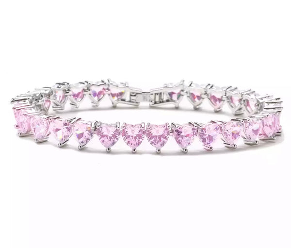 Bracciale tennis cuore vari colori
