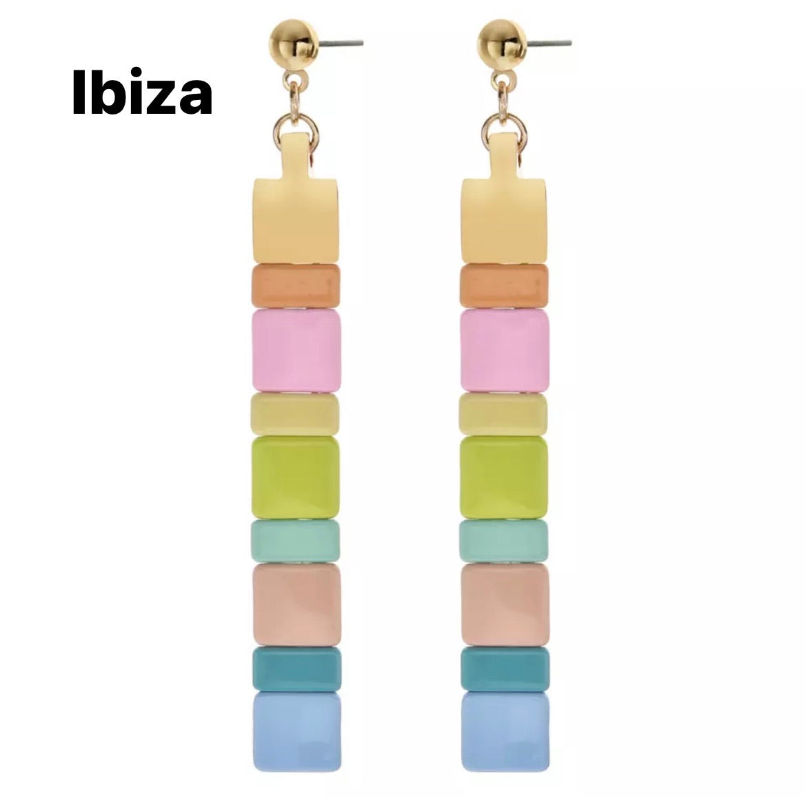 Coppia orecchini lego tasselli colorati