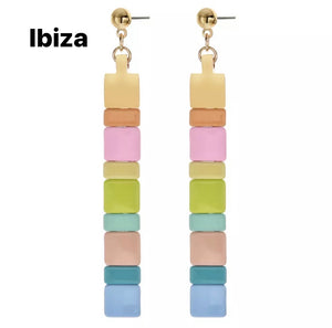 Coppia orecchini lego tasselli colorati