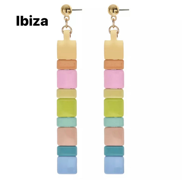 Coppia orecchini lego tasselli colorati