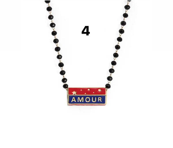 Collana con amuleto turco cilindrico vari colori con catena Rosario