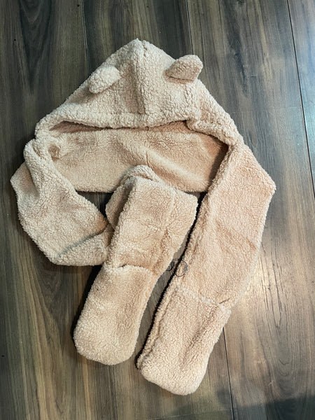 Cappello e sciarpa guanti uniti  teddy bear orsacchiotto vari colori