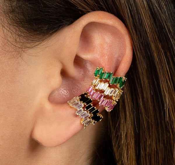 Mono earcuff argento 925 con giro barrette  crystal