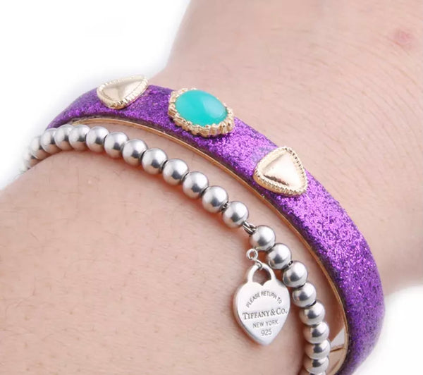 Bracciale regolabile pelle e applique