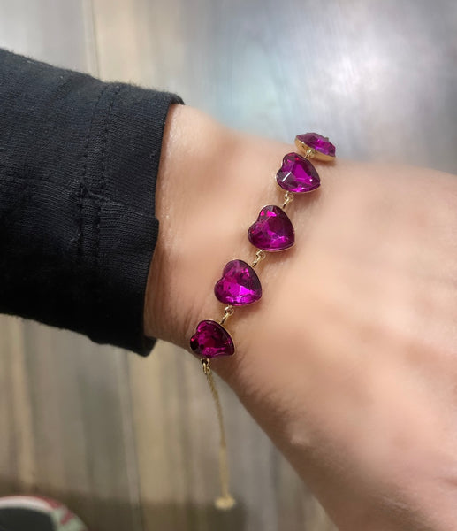 Bracciale vari colori cuori crystal