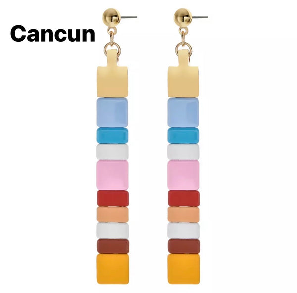 Coppia orecchini lego tasselli colorati