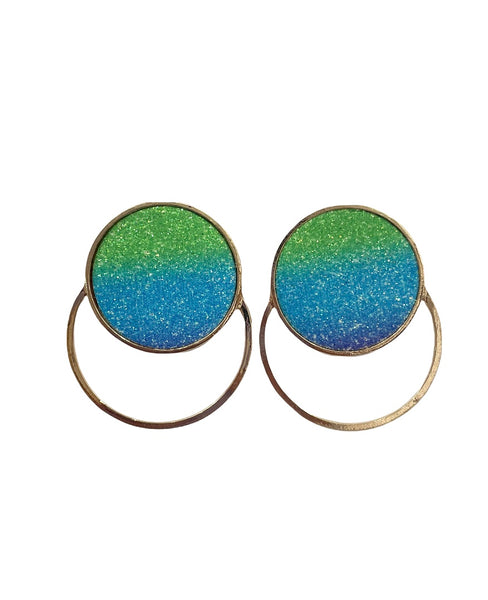Coppia orecchini cerchio orizzontale pelle glitter  multicolor