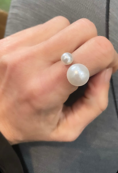 Anello regolabile doppia perla Double pearl