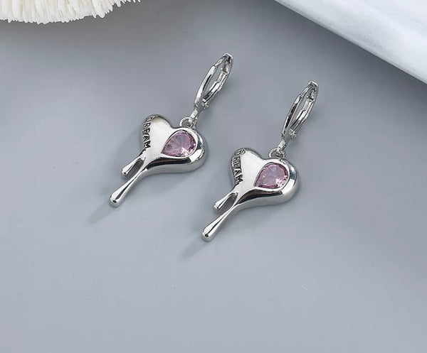 Mono orecchino cuore colato argento 925