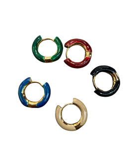 Mono orecchino Hoops cerchio smaltato cicciotto