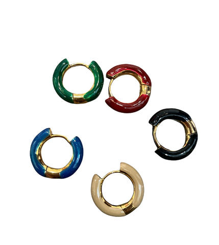 Mono orecchino Hoops cerchio smaltato cicciotto