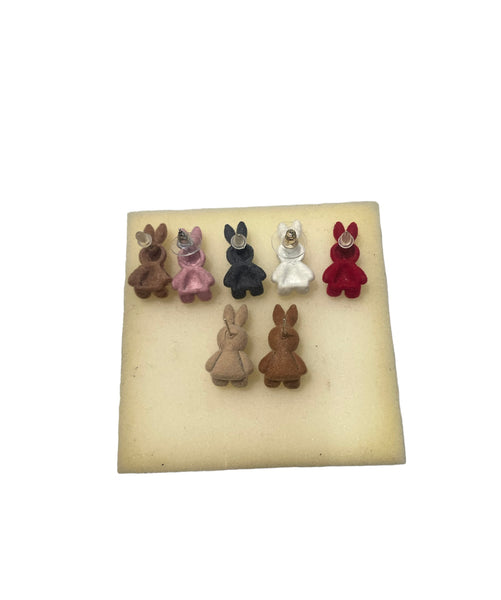 Mono orecchino coniglietto bunny teddy velluto vintage style vari colori