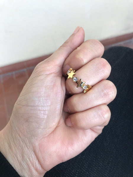 Anello fascia stelle e zirconi